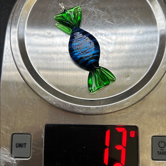 🖤Venetian Murano glass Candy 🍬 Pendant - green clear blue - Picture 9 of 12